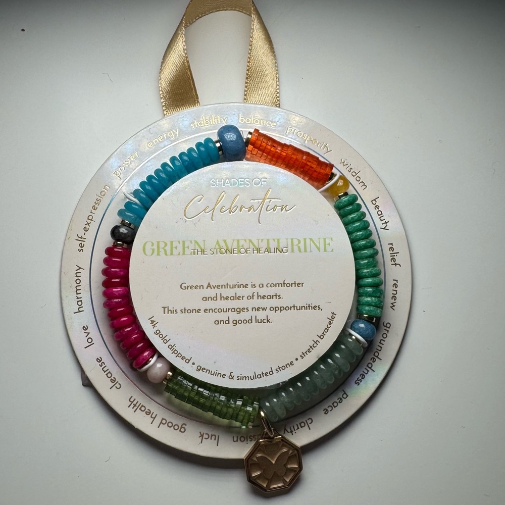 Shades of Celebration Green Aventurine Adjustable Stretch Bracelet